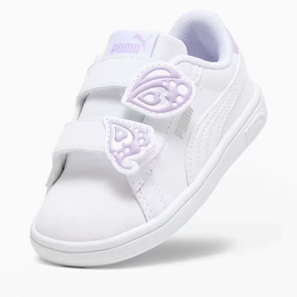 NEW PUMA Kid Smash 3.0 White Butterfly Alternate Strap Low Profile Sneaker Shoes